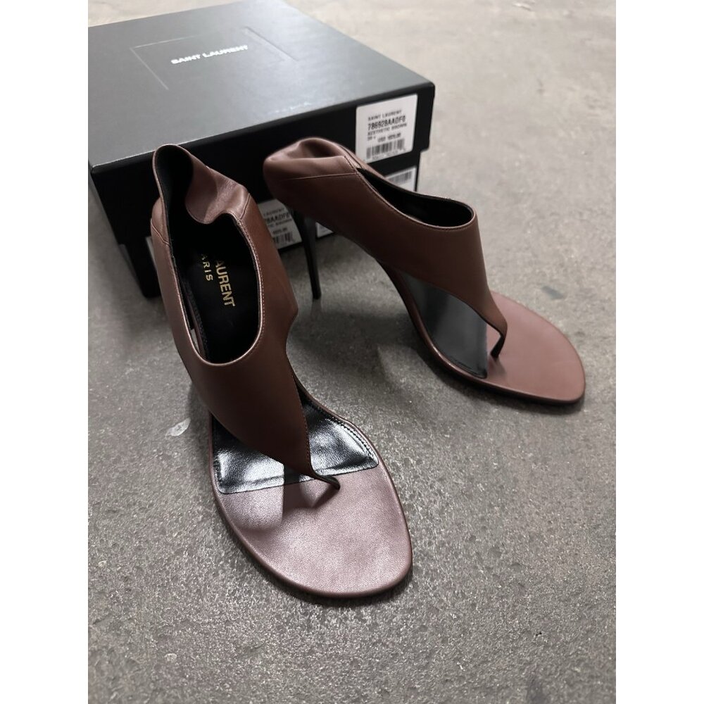 Saint Laurent Bridget Sandal Heels Aesthetic Brown - Picture 6 of 10